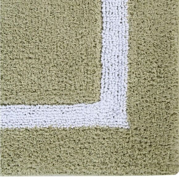 Better Trends 100% Cotton Hotel Collection Sage & White Bath Mat Rug, 17" x 24" - Picture 4 of 5